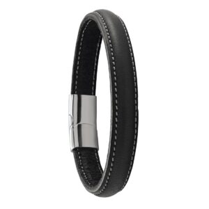 Bracelet "Lisso" Cuir Noir, Jourdan