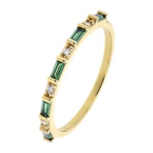 Bague plaqué or et zirconiums verts, Anamila