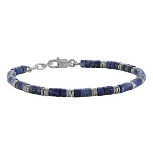 Bracelet homme "Laziel", acier et Lapis-Lazuli, Jourdan