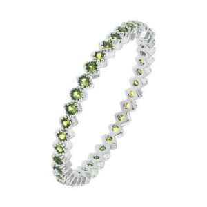 Bague alliance argent et zirconiums vert