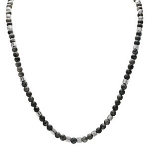 Collier homme "Vulca", acier et Labradorite Ø 6 mm
