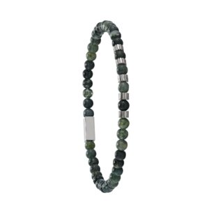 Bracelet homme "Soren", acier et Agate verte Ø 3 mm