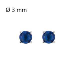 Boucles d'oreilles argent, verre teinté bleu nuit Ø 3 mm