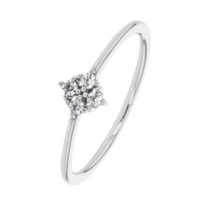 Bague argent et 4 zirconiums en losange 4 x 4 mm