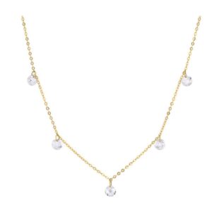 Collier or jaune, pampilles zirconiums Ø 4 mm