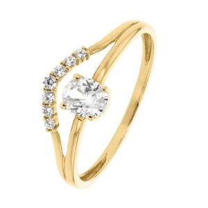 Bague or jaune et zirconiums