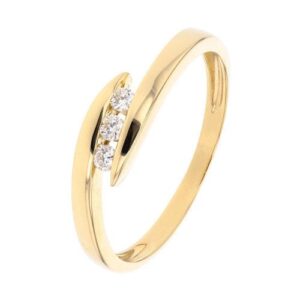 Bague or jaune, trilogy diamants 0.09 carat
