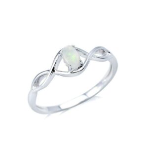 Bague argent et Opale blanche 5 x 3 mm d'Australie