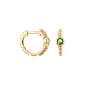 Créoles Ø 15 mm, plaqué or et zirconiums verts - ANAMILA