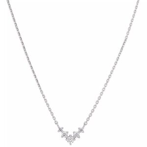 Collier argent et zirconiums, pendentif en V, 10 x 12 mm