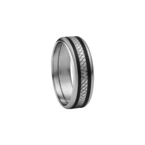 Bague homme "Tyr" acier et résine noire 6 mm, Jourdan