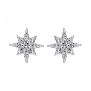 Boucles d'oreilles argent et zirconiums, Etoile Ø 8 mm