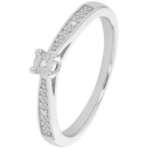 Solitaire accompagné Argent et diamants 0.015 ct