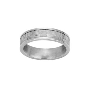 Bague homme acier striée, 6 mm, Phebus