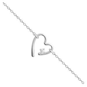 Bracelet argent et zirconium, Coeur 12 x 12 mm