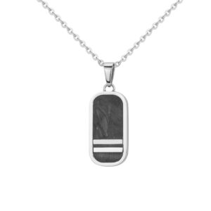 Collier acier et carbone forgé, pendentif 25 x 12 mm, Phébus