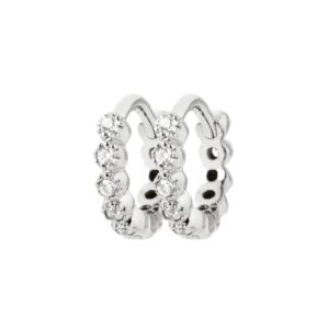 Créoles articulées perlées 7/11 mm, argent et zirconium