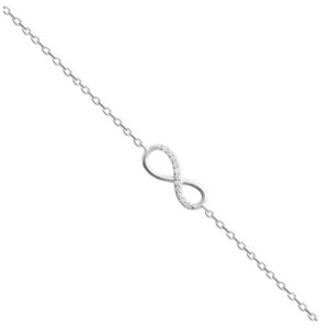 Bracelet argent et zirconiums, Sigle Infini 14 x 5 mm