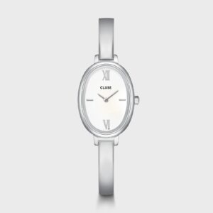 L'Ovale Watch Steel, White, Silver Colour