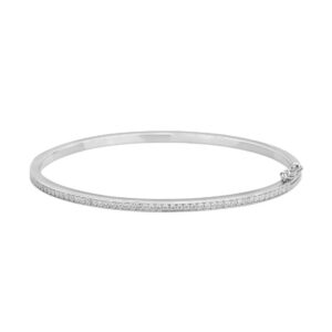 Bracelet jonc ouvert 2.5 mm, argent et zirconiums