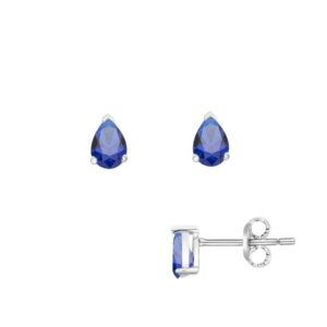 Boucles d'oreilles argent et zirconium bleu en goutte 6 x 4 mm