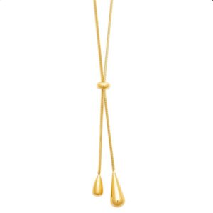 Collier cravatte acier doré, gouttes