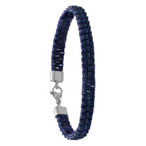 Bracelet "Cairn", Hématite bleue, nylon et acier, Jourdan