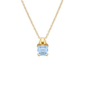 Collier vermeil et topaze bleue traitée 8 x 8 mm