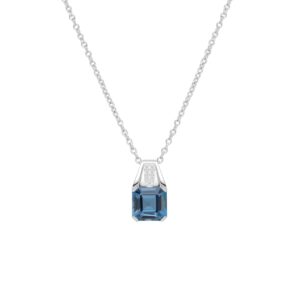 Collier argent et topaze Blue London 8 x 8 mm et topazes blanches