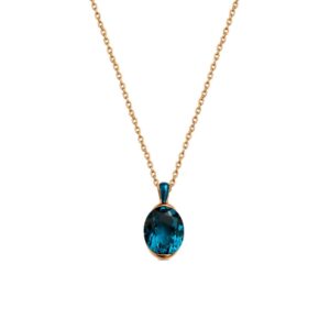 Collier vermeil rose, émail bleue et topaze Blue London 10 x 8 mm