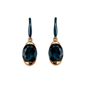 Boucles d'oreilles vermeil rose, émail bleue et Topazes London Blue 8 x 6 mm