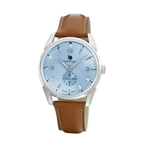 Montre homme "Himalaya" 40 mm, cadran guilloché bleu ciel, Lip