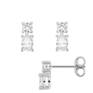 Boucles d'oreilles or blanc 8 x 3.6 mm, diamants synthétiques 0.49 carat