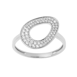 Bague or blanc, pavage diamants synthétiques 0.25 carat