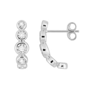 Boucles d'oreilles 13 x 4.4 mm, or blanc, diamants synthétiques 0.57 Carat