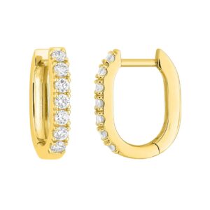 Créoles articulées 14 x 2.5 mm, or jaune et diamants synthétiques 0.36 carat