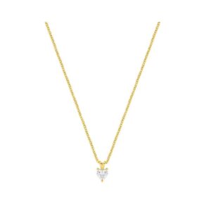 Collier Or jaune, diamant synthétique 0.19 carat, Coeur Ø 5 mm