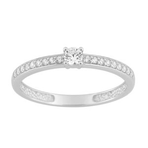 Bague argent 1.85 mm et zirconiums, solitaire Ø 3 mm, accompagné
