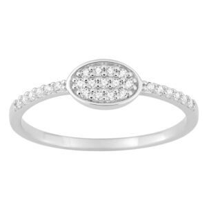 Bague argent et zirconiums, pavage ovale 5 x 7 mm, accompagné