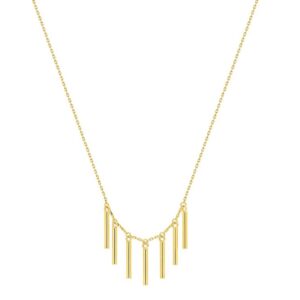 Collier or jaune, 7 barrettes pendantes 12 mm