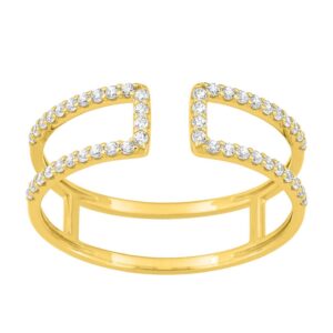 Bague or jaune ouverte, zirconiums