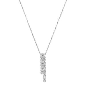 Collier or blanc et zirconiums, pendentif Rivière 5 x 25 mm