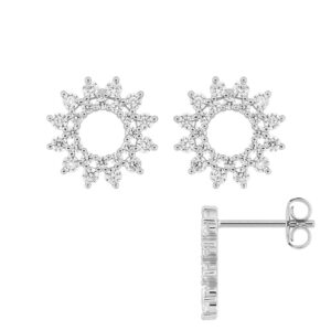 Boucles d'oreilles argent et zirconiums Ø 13 mm