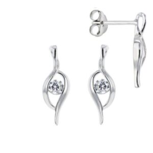 Boucles d'oreilles pendantes 15 mm, Argent et Zirconiums