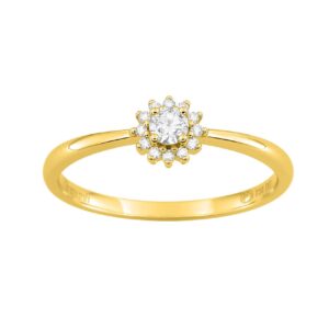 Bague or jaune 750/000, diamants synthétiques 0.15 Carat