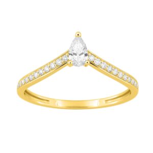 Bague Or jaune, diamants synthétiques 0.30 carat