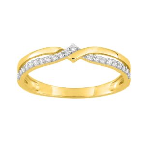 Bague or jaune et zirconiums