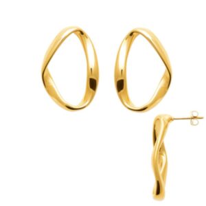 Boucles d'oreilles acier doré twistées 30 x 22 mm