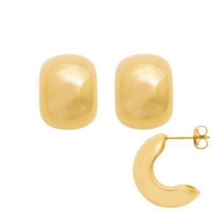 Boucles d'oreille acier doré bombées 22 x 16 mm