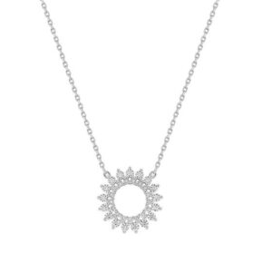 Collier Argent et zirconiums, pendentif Ø 16 mm